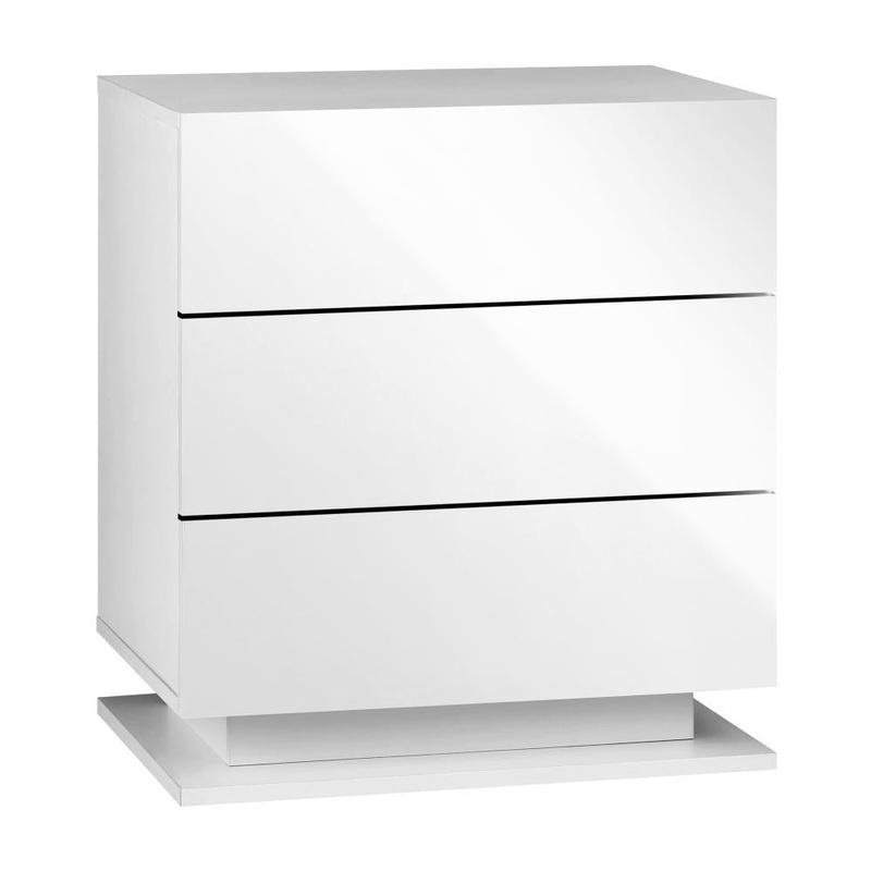 LED Bedside Table RGB 3 Drawers White