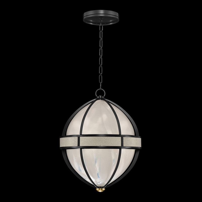 Mirage 18.75″W Round Pendant Black Iron/Brass/Coco