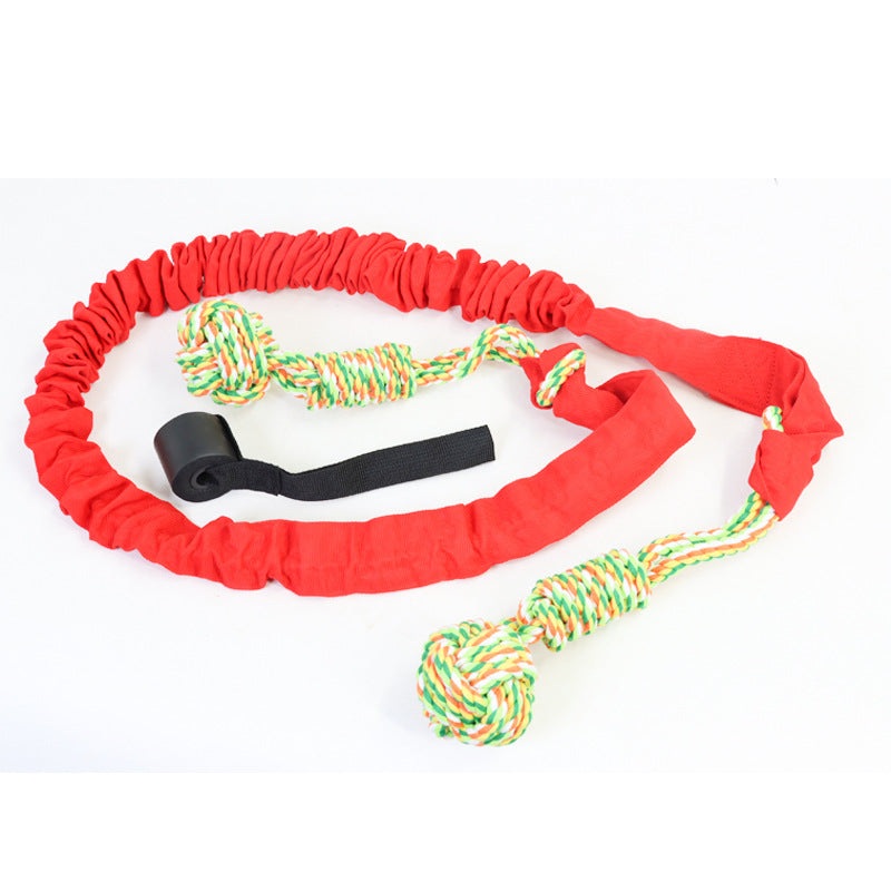 Red And Colored Cotton Balls Interactive Bungee Dog Tug Toy – Hanging Rope Ball for Solo Play & Exercise