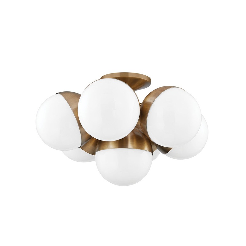Seven Light Semi Flush Mount from the Cupertino Collection in Patina Brass Finish by Troy Lighting
