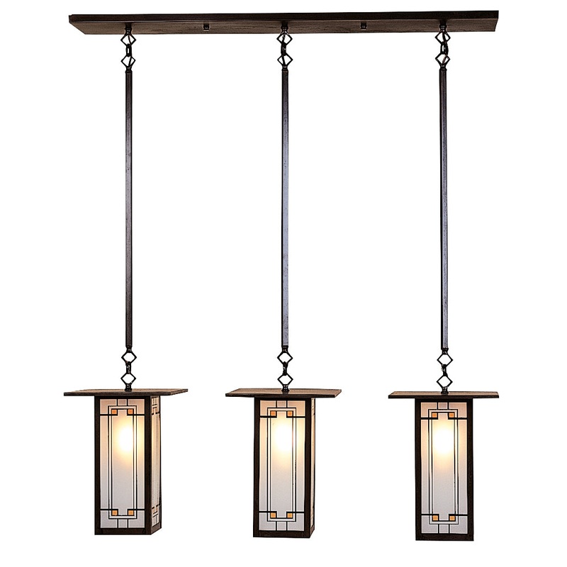 Arroyo FICH-9L/3Y-BZ Franklin Three Light Pendant Bronze