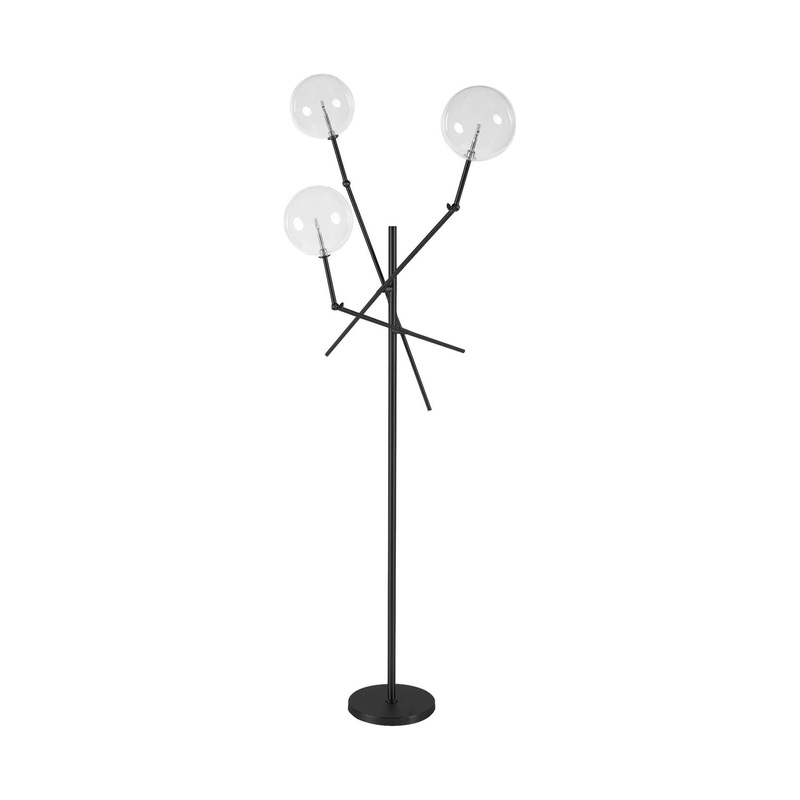 Connor Floor Lamp Black Metal | Glass Globe