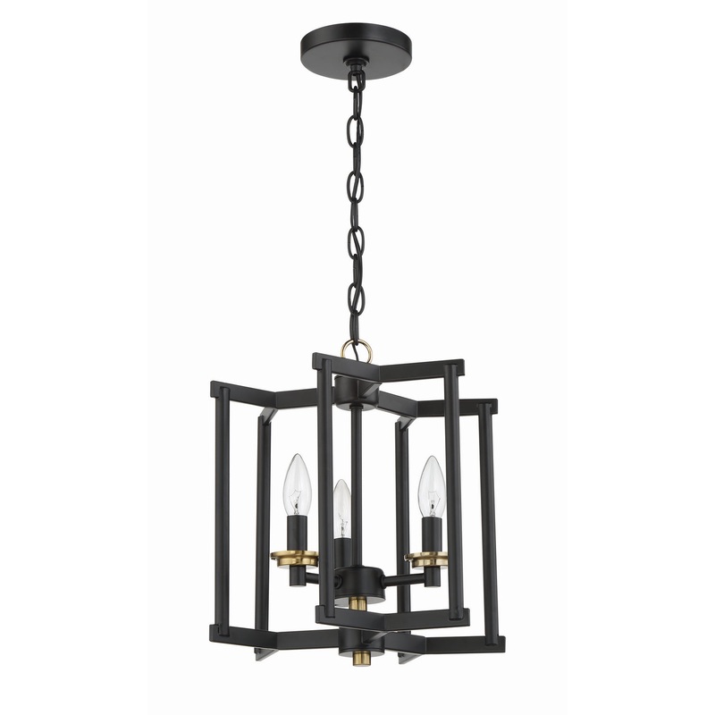Craftmade 56953-FBSB Avante Grand Three Light Convertible Semi Flush/Pendant Flat Black/Satin Brass