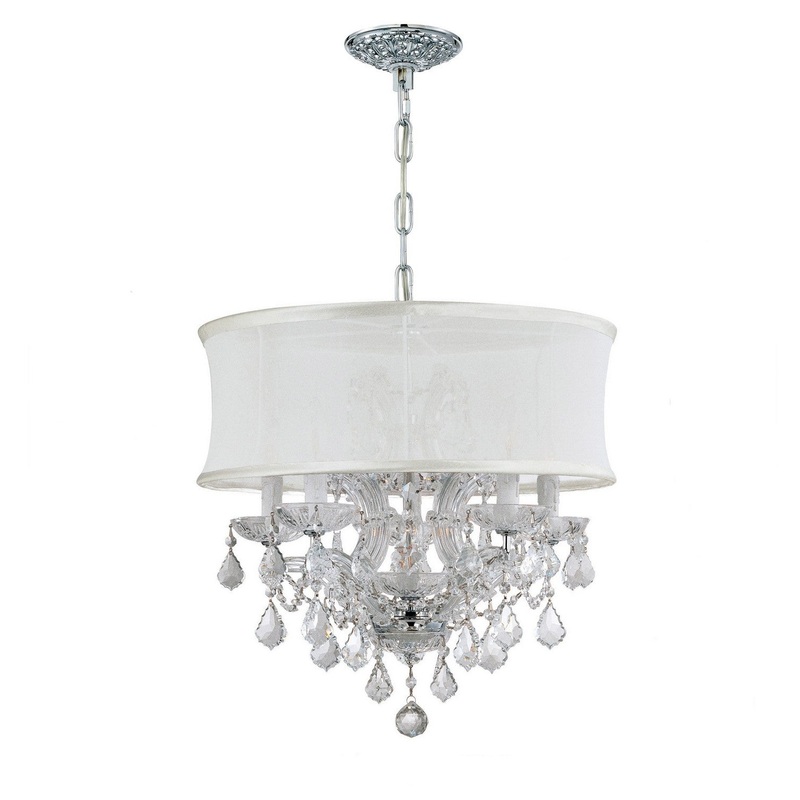 Crystorama 4415-CH-SMW-CLQ Brentwood Six Light Mini Chandelier Polished Chrome