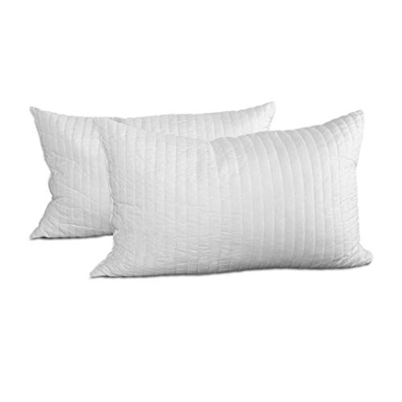 EVERGREENWEB – Coppia Cuscini Letto in MEMORY FOAM con Fodera Bianca Trapuntata 40×70 alti 12cm, 2 Guanciali per Dormire con Imbottitura effetto piuma d’oca Fiocchi 100% Schiuma Ergonomica x CERVICALE