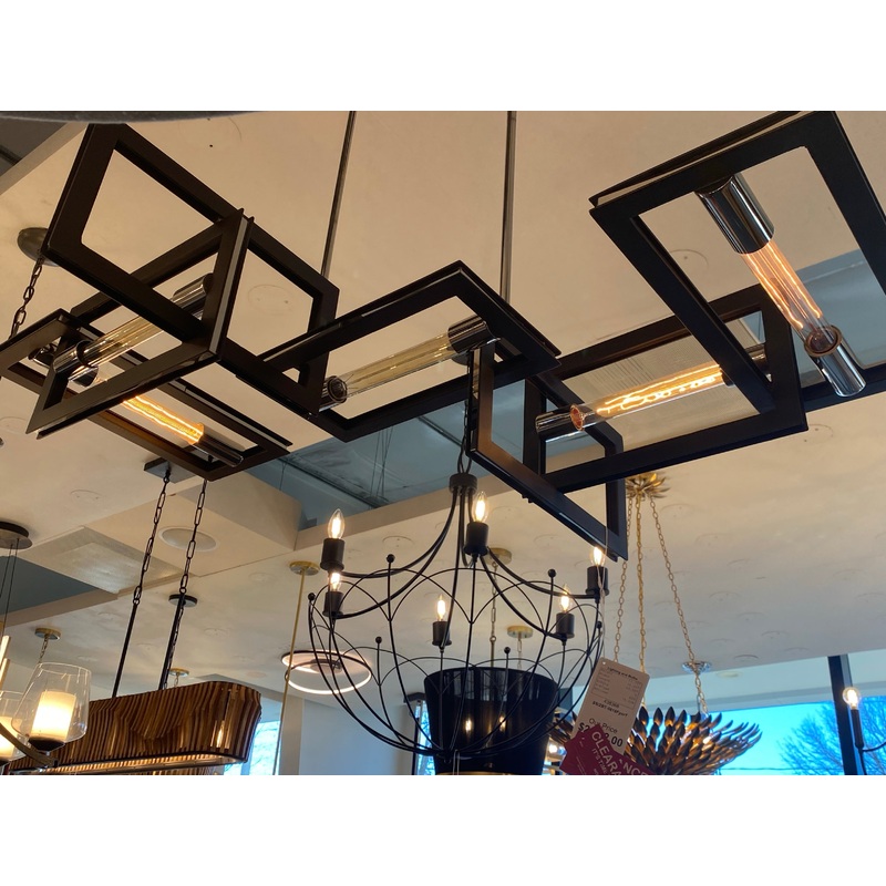 Five Light Linear Pendant from the Enigma Collection in Bronze With Polished Stainless Finish by Troy Lighting (Clearance Display, Final Sale)