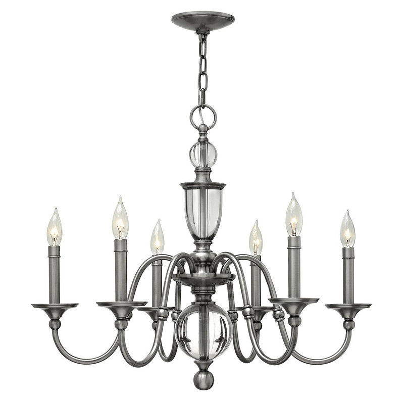 LED Chandelier from the Eleanor Collection in Polished Antique Nickel Finish by Hinkley