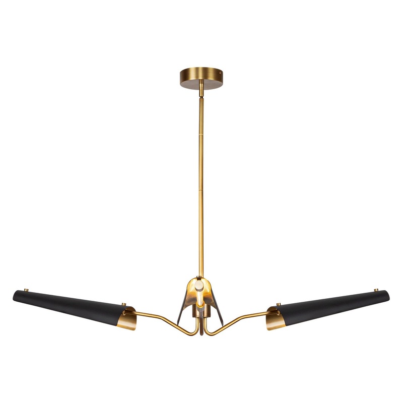 LED Chandelier from the Osorio Collection in Matte Black/Vintage Brass Finish by Alora