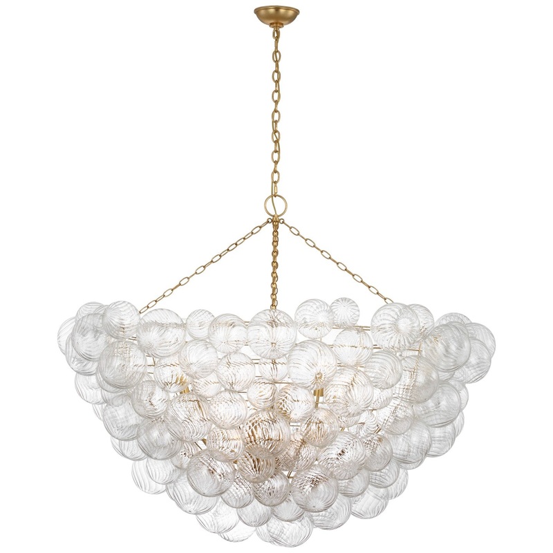LED Chandelier from the Talia Collection in Gild And Clear Swirled Glass Finish by Visual Comfort Signature