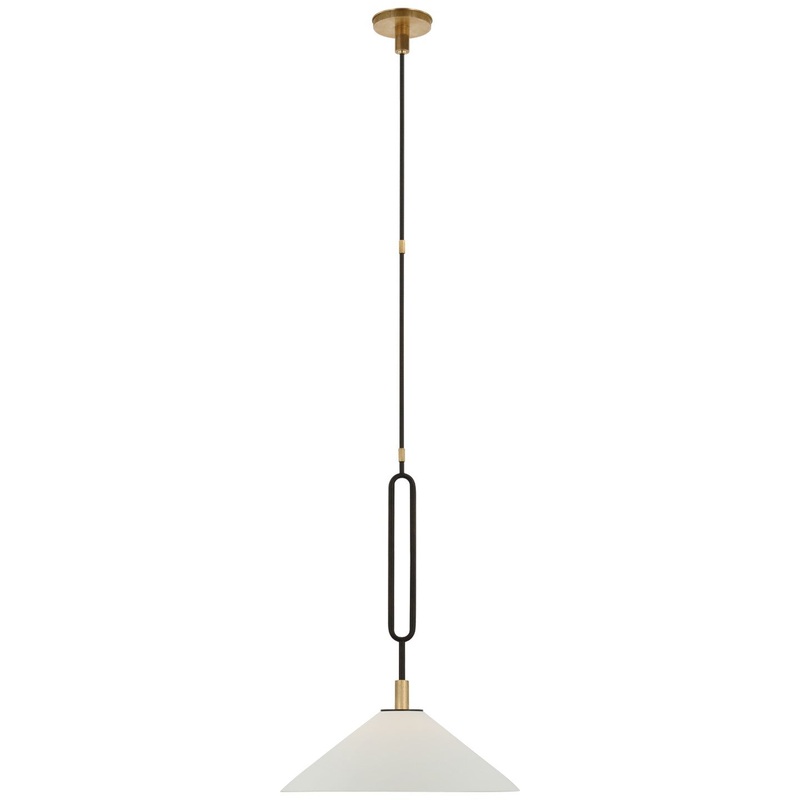 LED Pendant from the Argo Collection in Warm Iron And Antique Brass Finish by Visual Comfort Signature