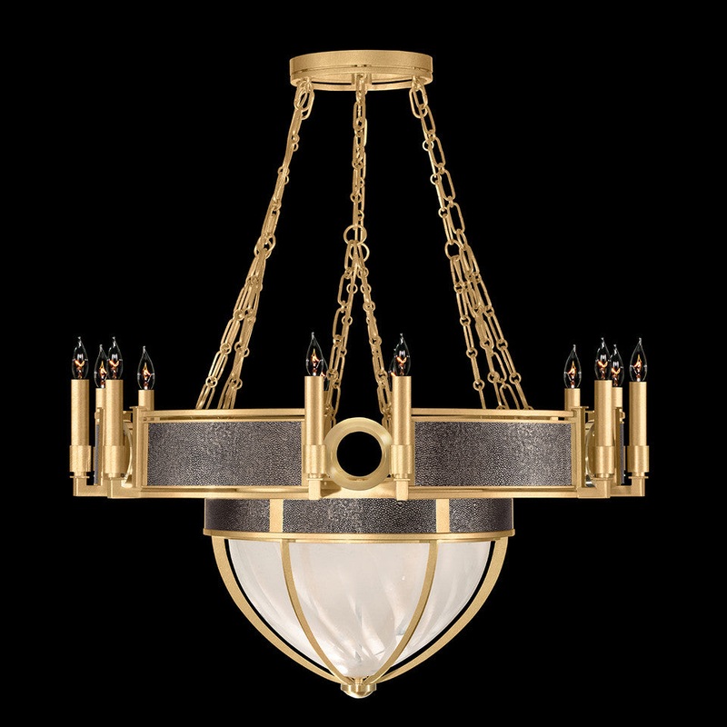 Mirage 35.75″W Round Chandelier Gold Leaf/Brass/Pebble