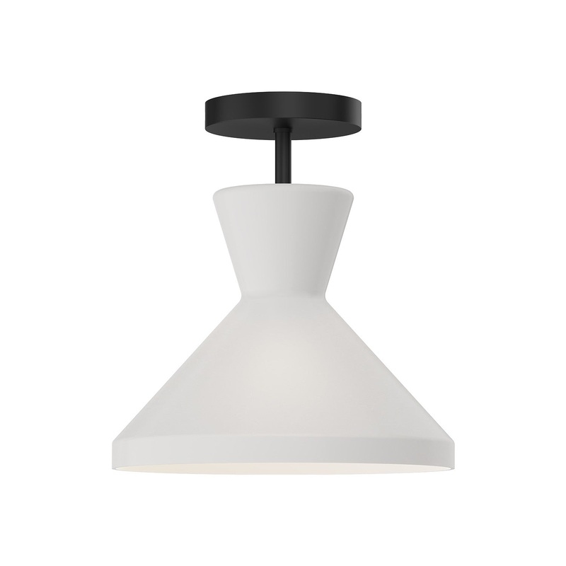 One Light Semi-Flush Mount from the Betty Collection in Aged Gold/Opal Glass|Matte Black/Opal Glass Finish by Alora