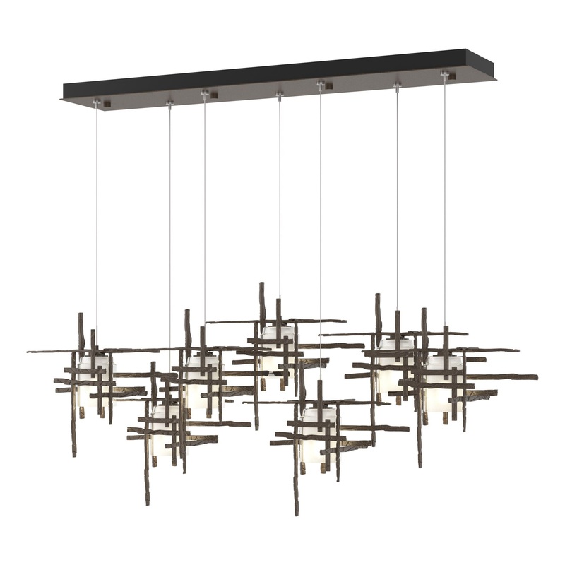 Tura 7-Light Frosted Glass Pendant Bronze