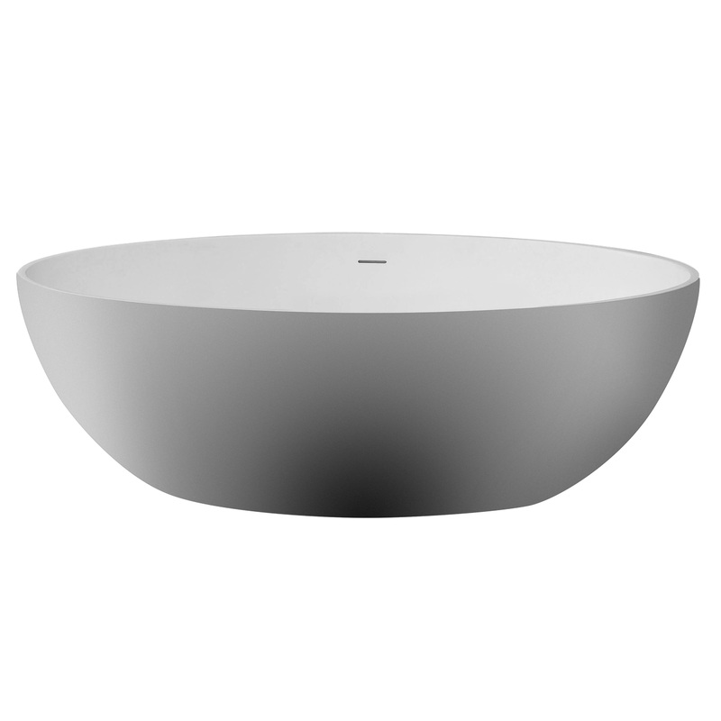 ALFI brand AB9941 67″ White Oval Solid Surface Smooth Resin Soaking Bathtub