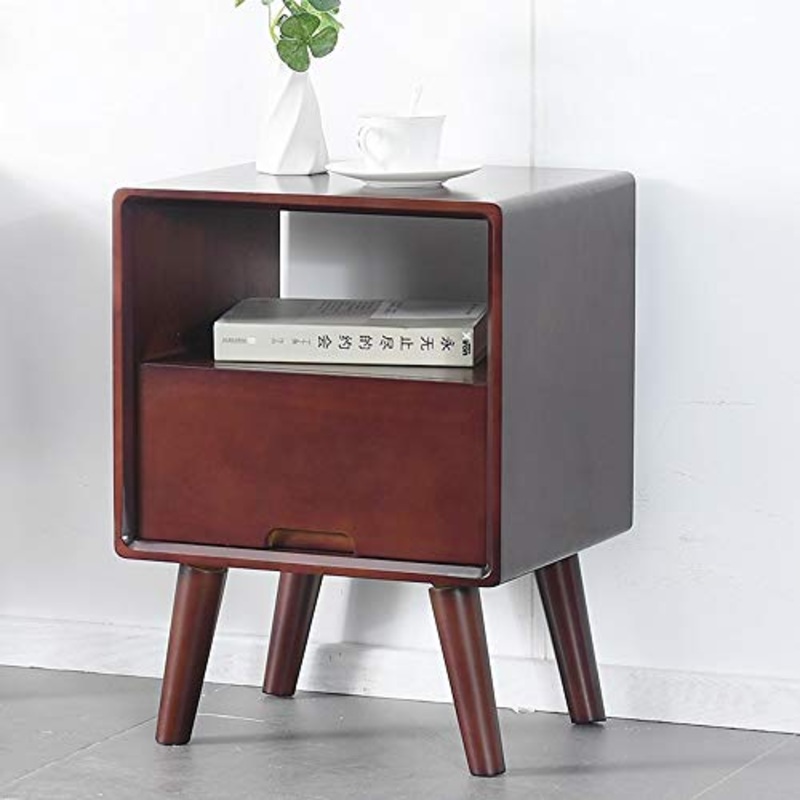 HAIZHEN Comodino in pino massiccio Camera da letto nordica Comodino semplice con cassetti e gambe di montaggio H54cm (Color : Brown)