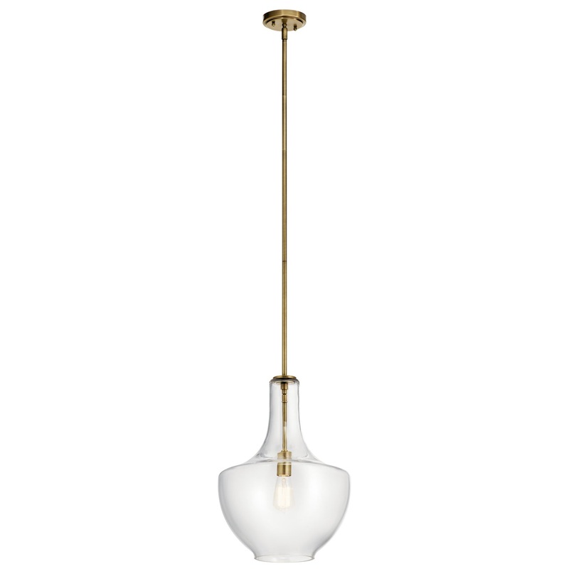 Kichler 42046NBR One Light Pendant, Natural Brass