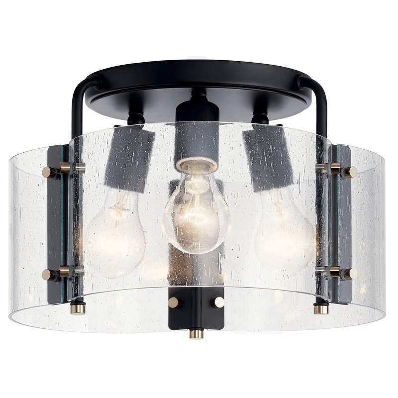 Kichler 42954BK Three Light Semi Flush Mount, Black