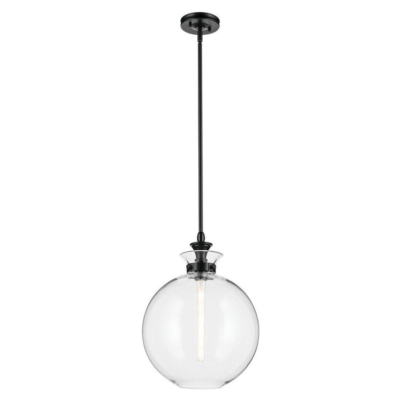 Laria 15″ 1-Light Pendant Black Clear Glass