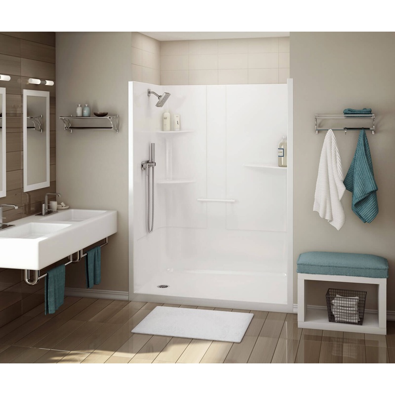MAAX 107003-RC-000-001 ALLIA SH-6034 Acrylic Alcove Center Drain One-Piece Shower in White