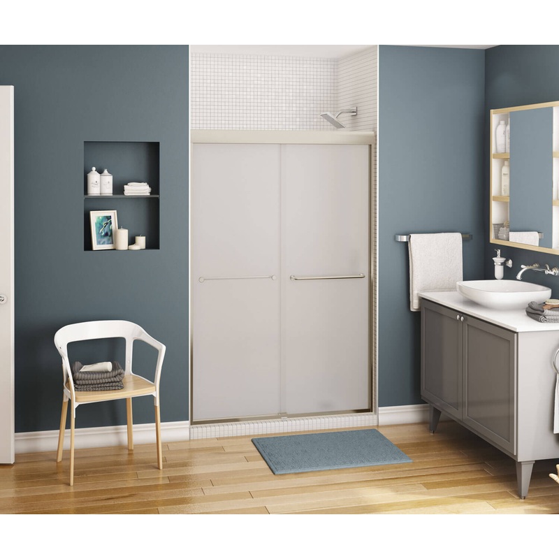 MAAX 134563-978-305-000 Kameleon 43-47 x 71 in. 6 mm Bypass Shower Door for Alcove Installation with Frosted glass in Brushed Nickel