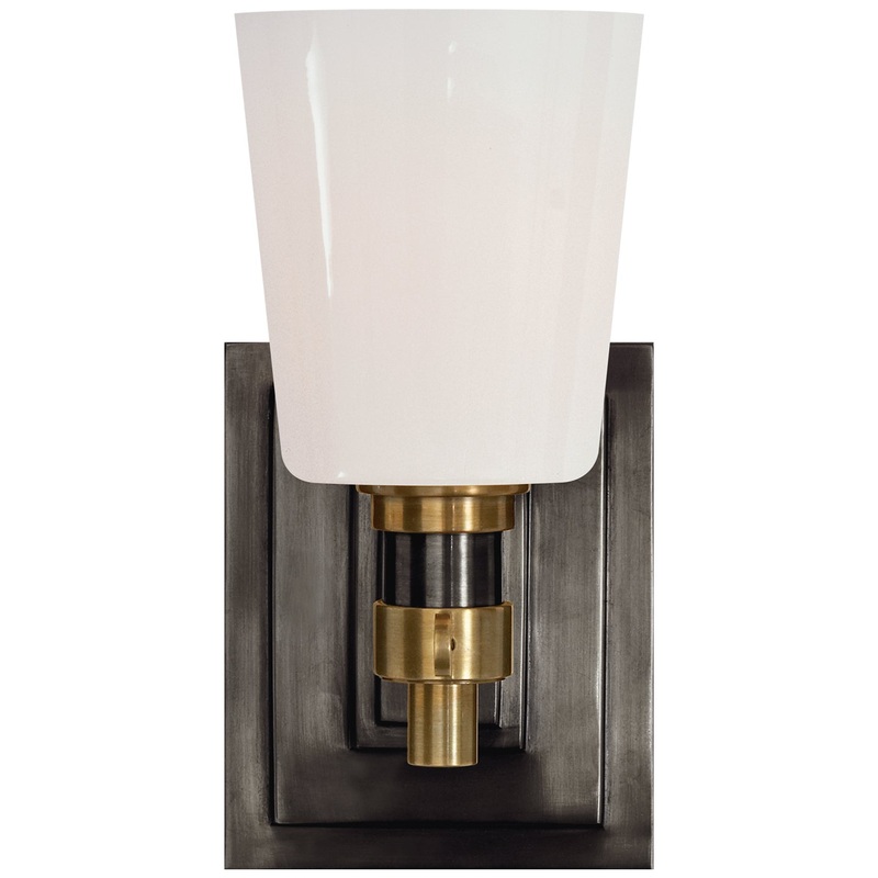 One Light Wall Sconce from the Bryant Bath Collection in Bronze And Hand-Rubbed Antique Brass Finish by Visual Comfort Signature