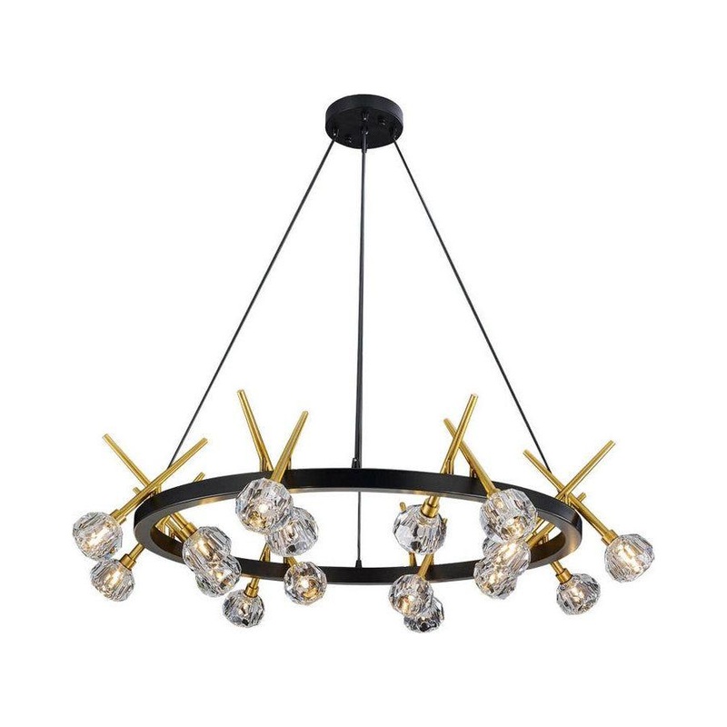 Sole 16-Light Pendant Antique Brass and Black