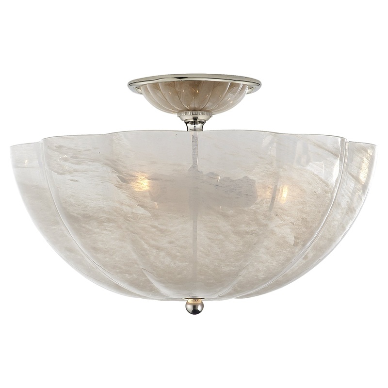 Three Light Semi Flush Mount from the Rosehill Collection in Polished Nickel Finish by Visual Comfort Signature