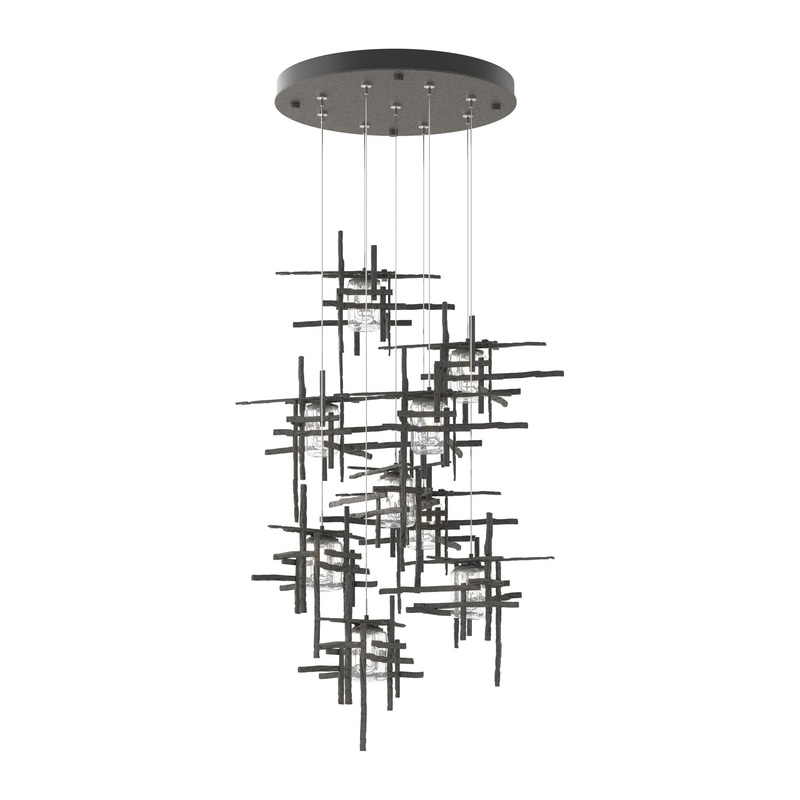 Tura 9-Light Seeded Glass Pendant Natural Iron