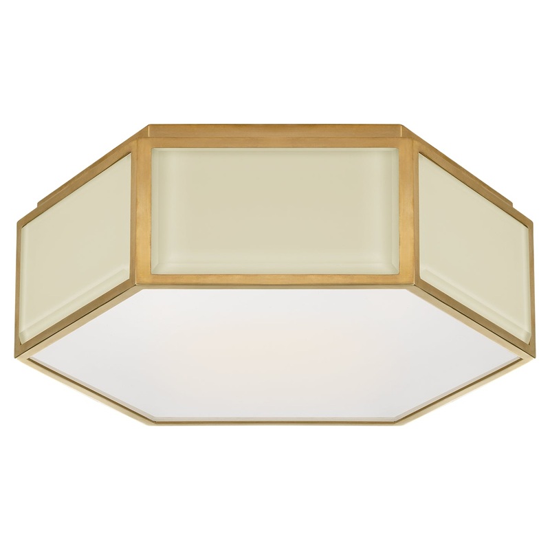 Two Light Flush Mount from the Bradford Collection in Cream And Soft Brass Finish by Visual Comfort Signature