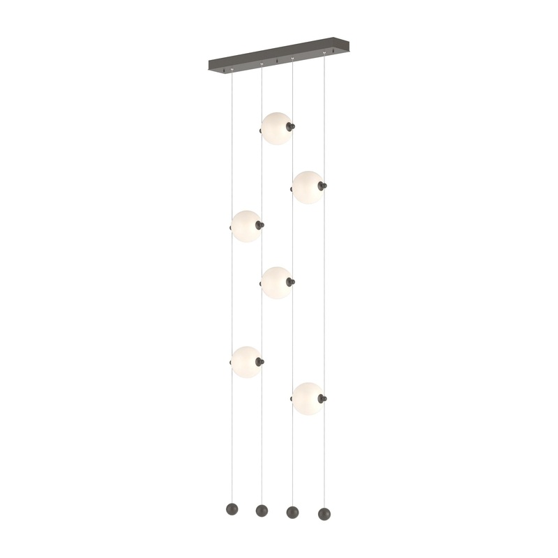 Abacus 6-Light Ceiling-to-Floor LED Pendant Dark Smoke Opal Glass (GG)