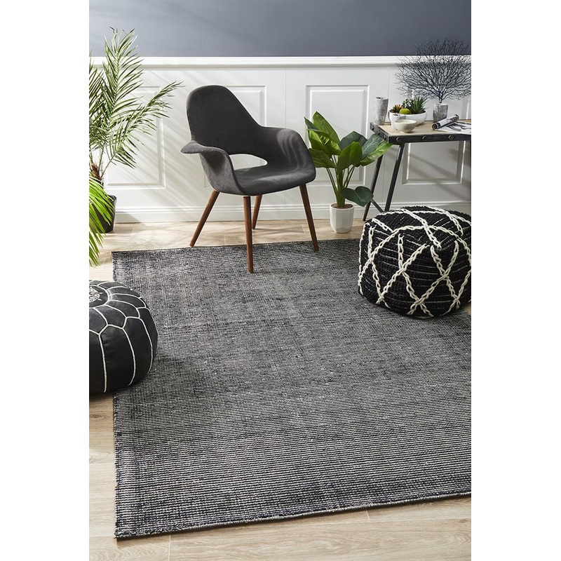 Allure Black Cotton Rayon Rug by Rug Culture – 225X155CM