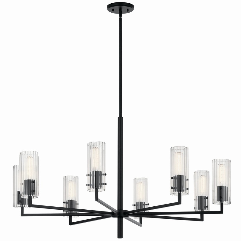 Eight Light Chandelier from the Velestino Collection in Black Finish by Kichler