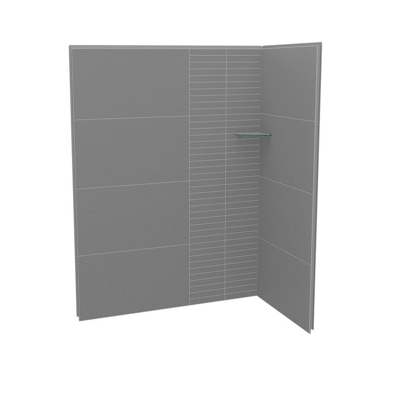 MAAX 107466-306-514 Utile 6036 Composite Direct-to-Stud Two-Piece Corner Shower Wall Kit in Erosion Pebble Grey