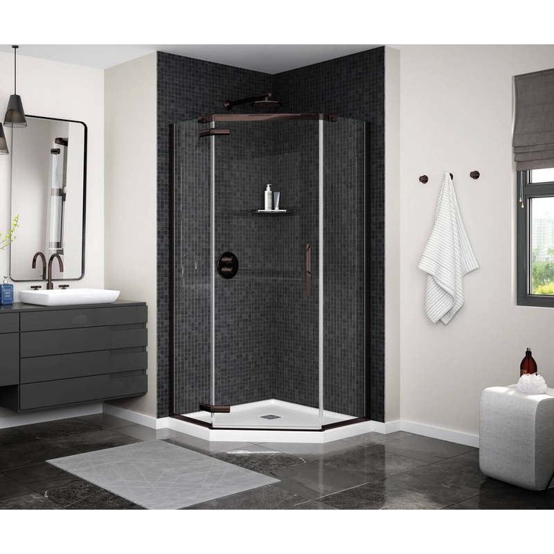 MAAX 137281-900-173-000 Link Curve Neo-angle 40 x 40 x 75 in. 8mm Pivot Shower Door for Corner Installation with Clear glass in Dark Bronze