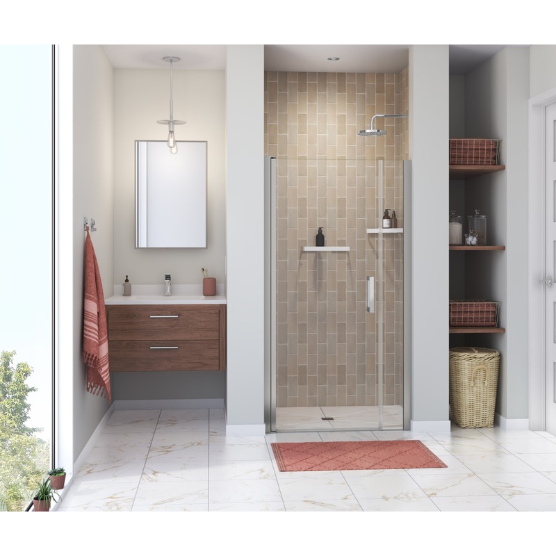 MAAX 138267-900-084-101 Manhattan 37-39 x 68 in. 6 mm Pivot Shower Door for Alcove Installation with Clear glass & Square Handle in Chrome