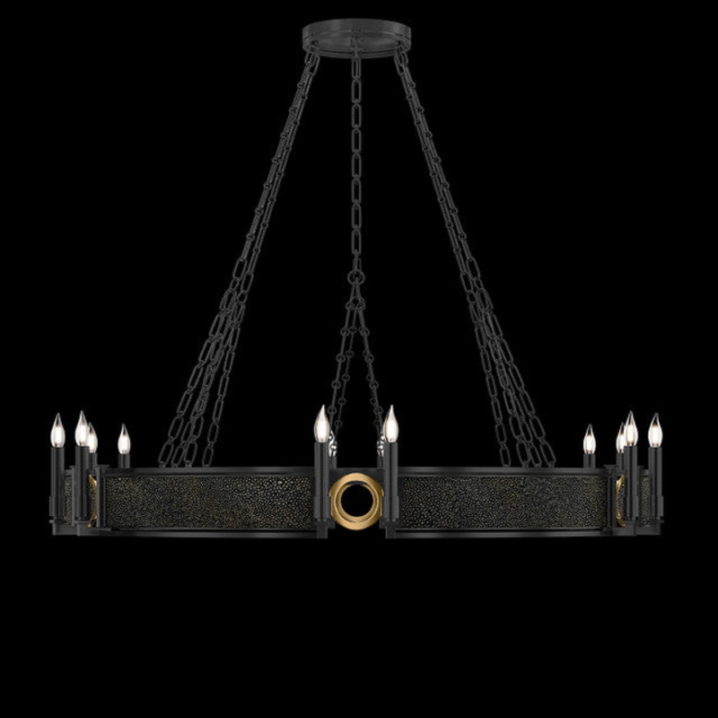 Mirage 49.75″W Round Chandelier Black Iron/Brass/Black Knight