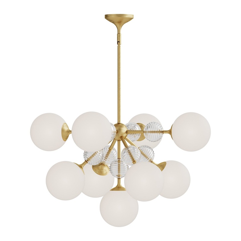 Nine Light Chandelier from the Celia Collection in Brushed Gold/Opal Glass|Matte Black/Opal Glass Finish by Alora