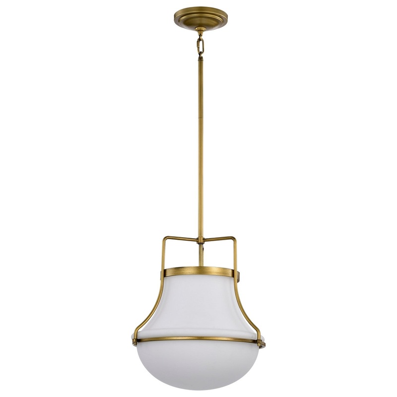 One Light Pendant from the Valdora Collection in Natural Brass Finish by Nuvo Lighting