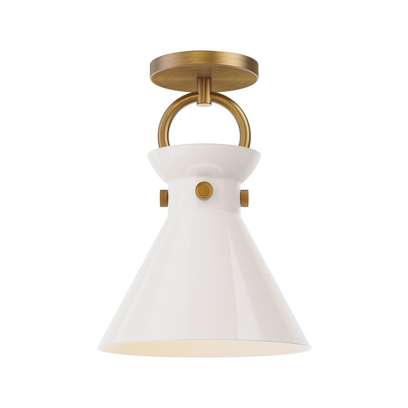 One Light Semi-Flush Mount from the Emerson Collection in Aged Gold Finish by Alora