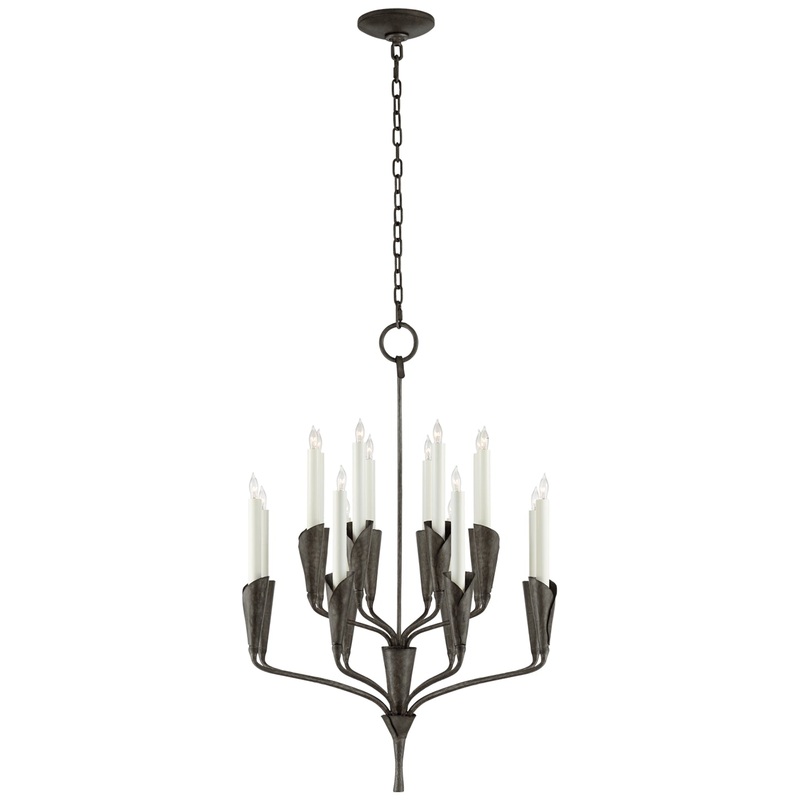 16 Light Chandelier from the Aiden Collection in Aged Iron Finish by Visual Comfort Signature