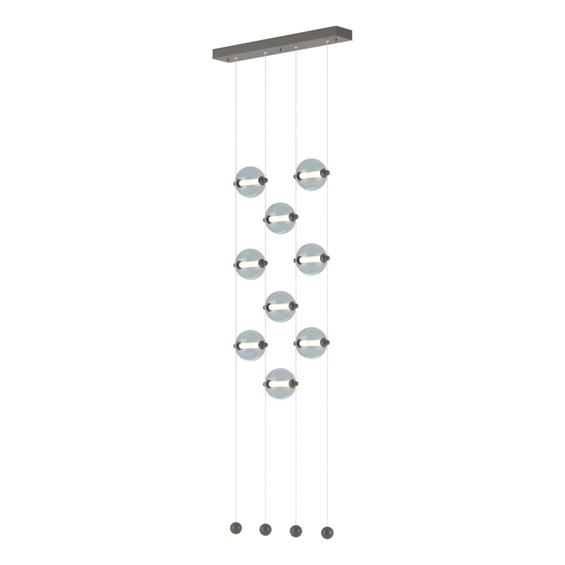 Abacus 9-Light Ceiling-to-Floor LED Pendant Dark Smoke Cool Grey Glass (YL)