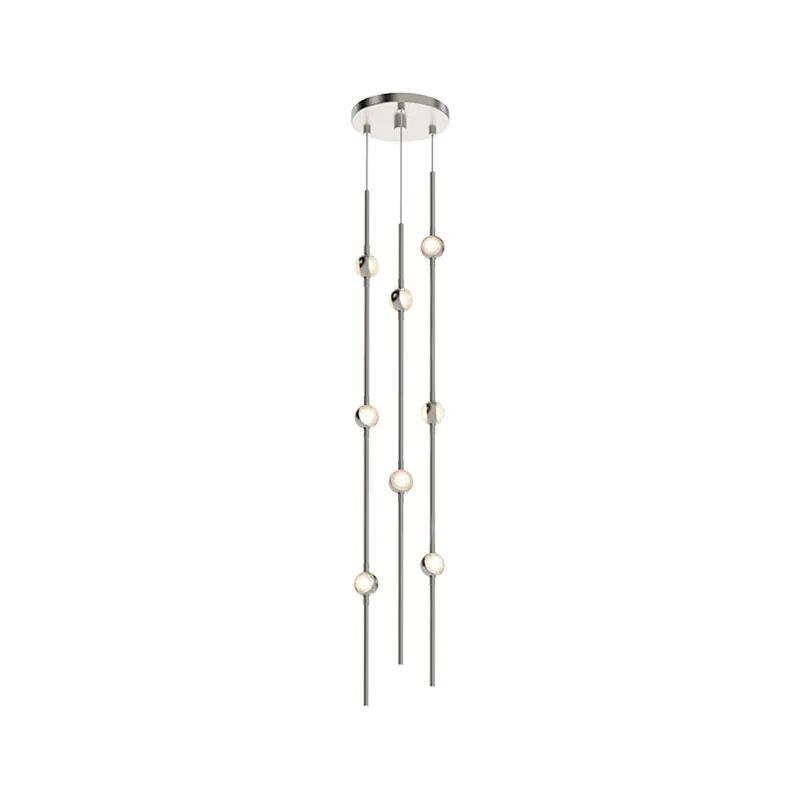 Constellation Andromeda Short 6″ Round LED Pendant Satin Nickel with Clear Faceted Acrylic 2700K 20′ Adjustable Cord
