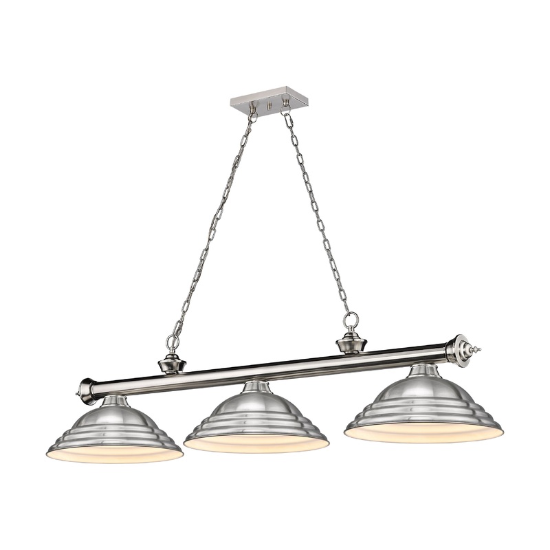 Cordon 3-Light Billiard Brushed Nickel Dome Brushed Nickel Steel