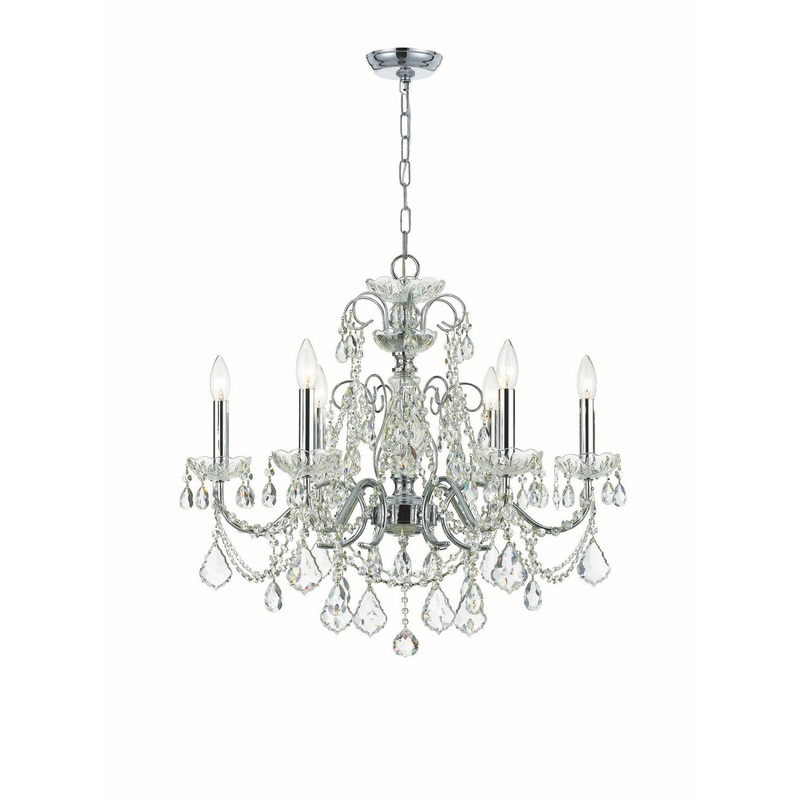 Crystorama 3226-CH-CL-SAQ Imperial Six Light Chandelier Polished Chrome