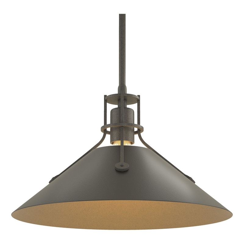 Henry Medium Steel Shade Pendant Natural Iron Black