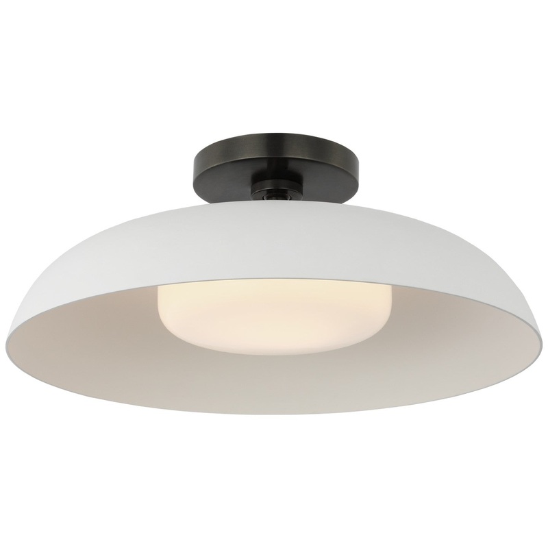 LED Flush Mount from the Cyrus Collection in Bronze And White Finish by Visual Comfort Signature