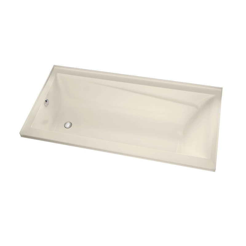 MAAX 106220-R-097-004 Exhibit 6632 IF Acrylic Alcove Right-Hand Drain Combined Whirlpool & Aeroeffect Bathtub in Bone