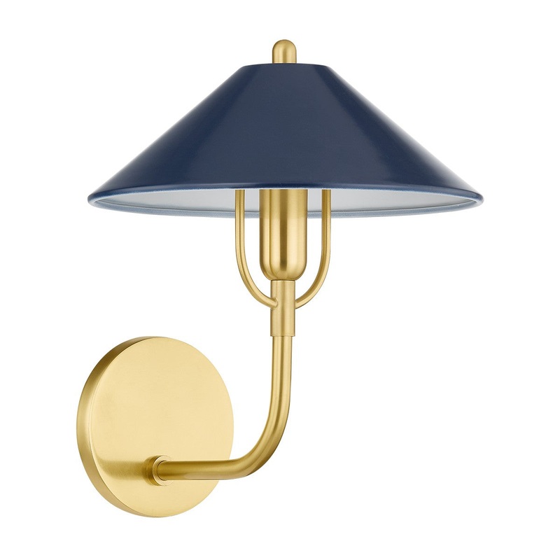One Light Wall Sconce from the Mariel Collection in Aged Brass/Soft Navy Finish by Mitzi