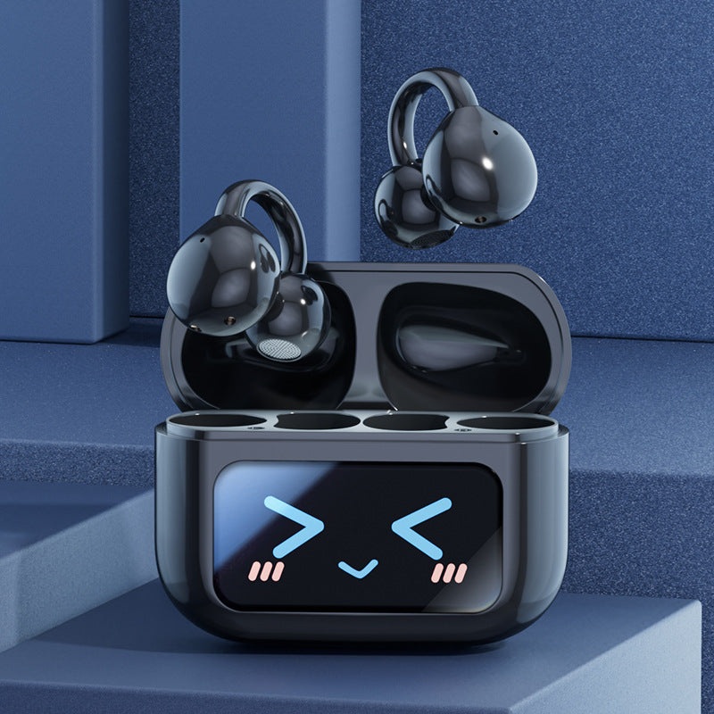 Smart TWS Earbuds with Full Touch Screen Case – Wireless 5.4, Open-Ear, Noise Reduction(black)