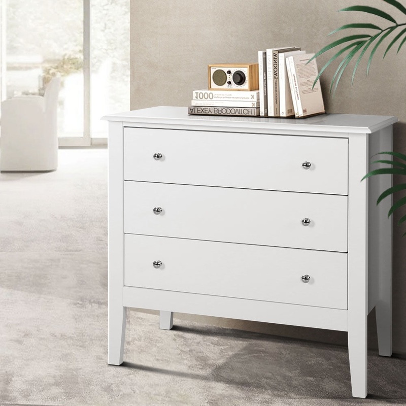 Artiss 3 Chest of Drawers – BRITTANY White